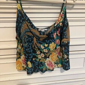 O'Neill Black Floral Cowl Neck Camisole with Yellow & Teal Flowers NWOT